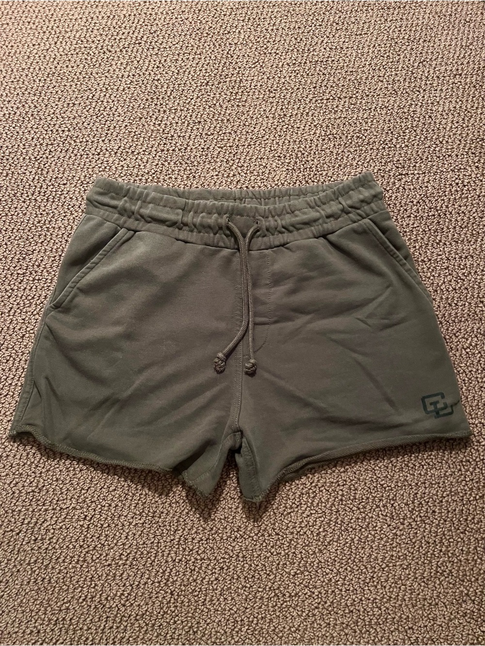 Men's Olive Green Athletic Drawstring Shorts